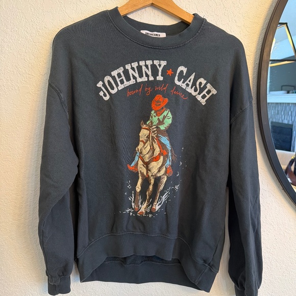 Daydreamer Tops - Daydreamer Johnny Cash Bound by Wild Desire Crew Sweatshirt